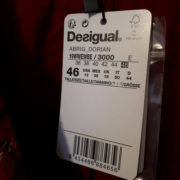 COPY - NWT Desigual red & white tartan print coat jacket - Picture 4 of 14